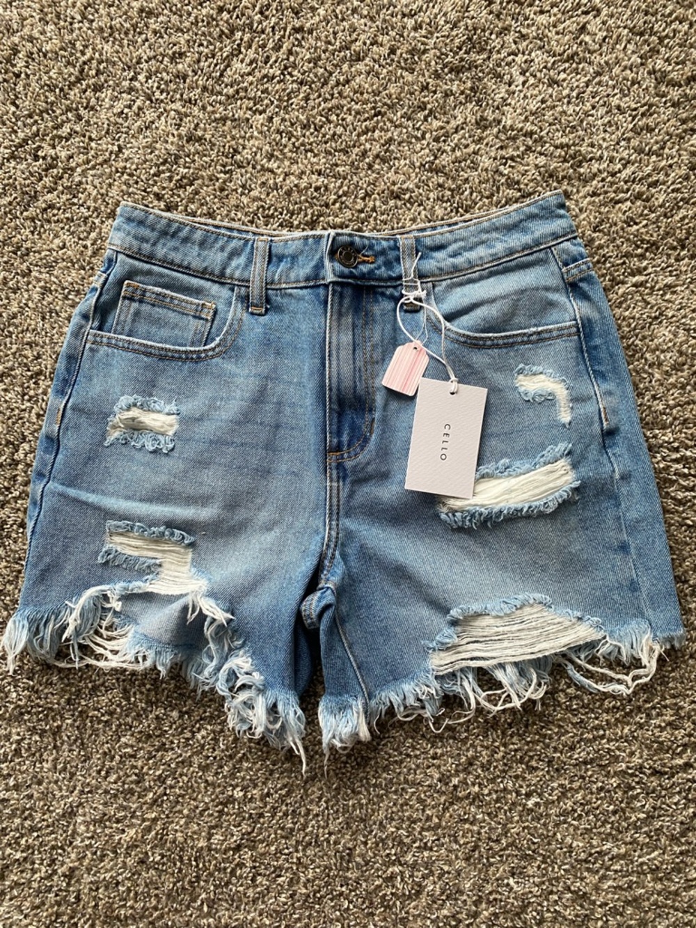 Cello Light Blue Distressed Denim Shorts